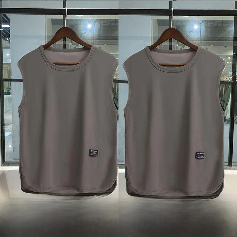 Pure Cotton Sports Vest Men Summer Outdoor Wear American White Trendy Fitn No Sve T-irt Loose Fit Youth Faion