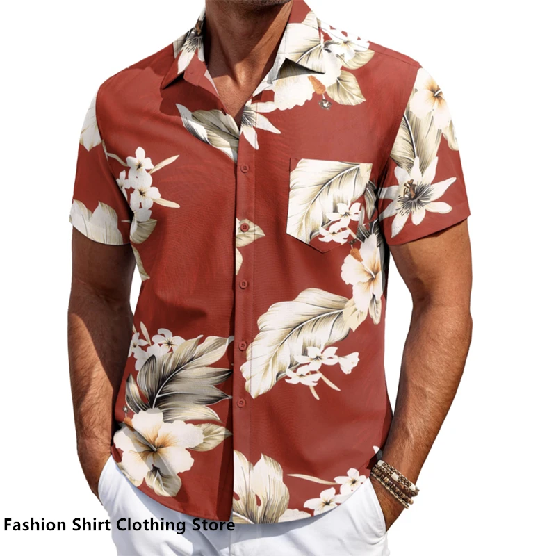 11 styles of men's shirts Hawaiian shirts short-sleeved tops Hawaiian vacation outdoor travel trendy casual clothing xs-6xl