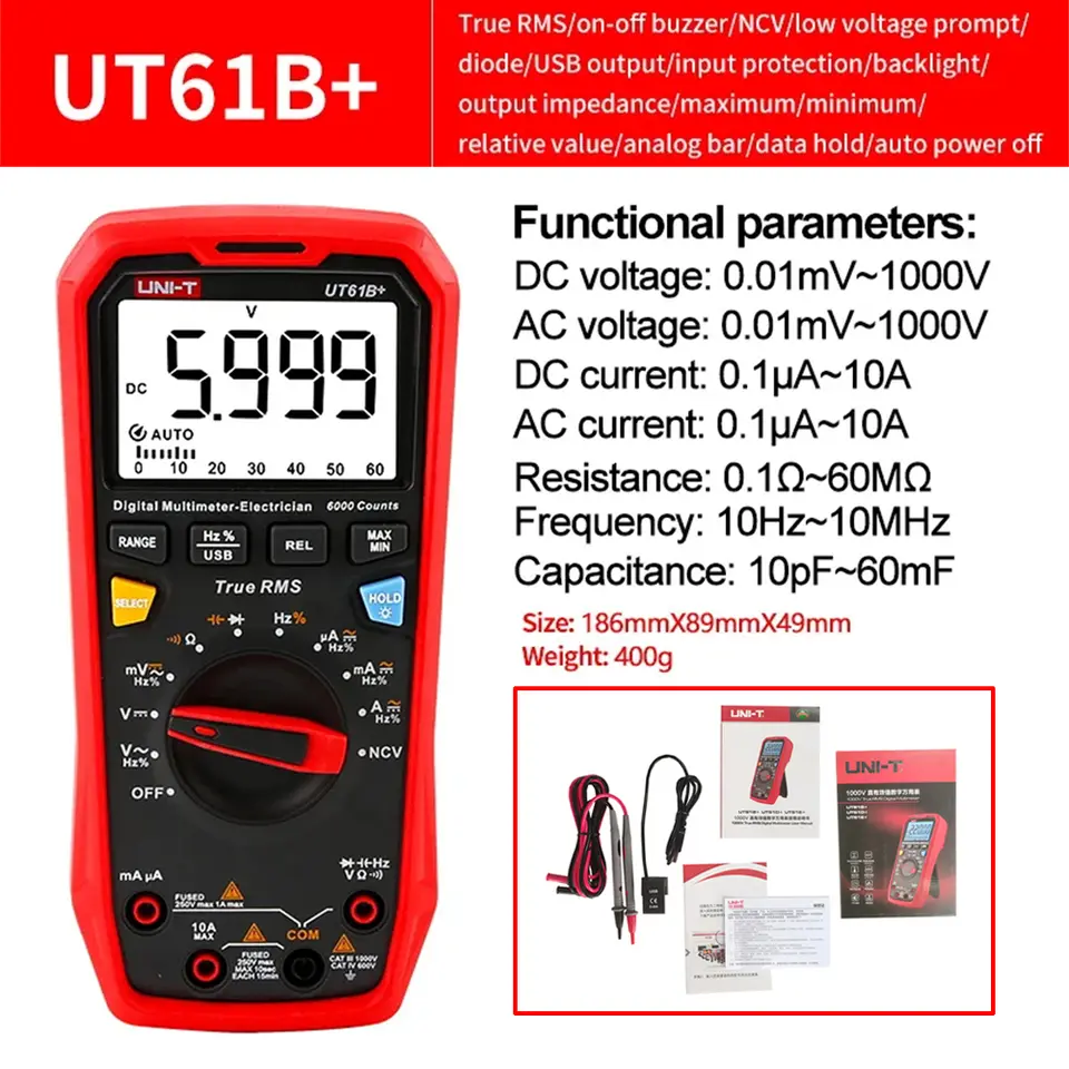 UNI-T Multimeter Digital Professional UT890C UT890D+ UT89X UT89XD UT60S UT60BT UT61B+ UT61D+ UT61E PLUS Electric Tester Meter image 13