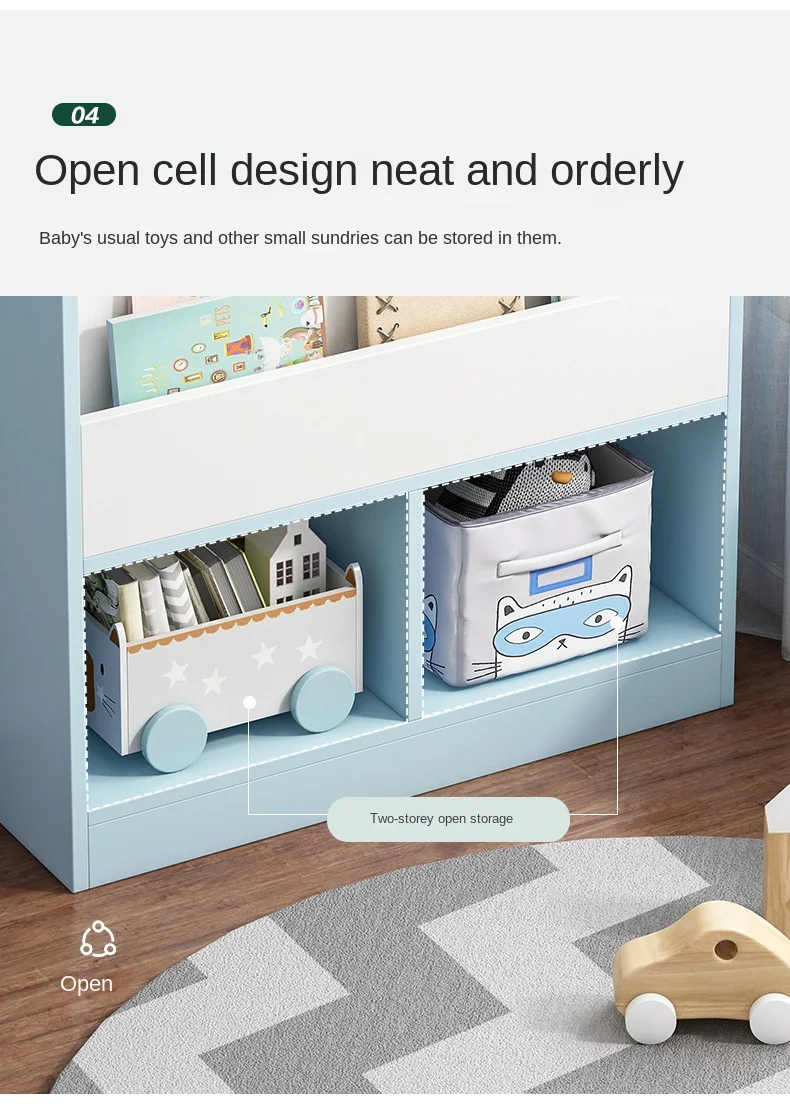 Children's storage bookcase in a variety of styles and colors