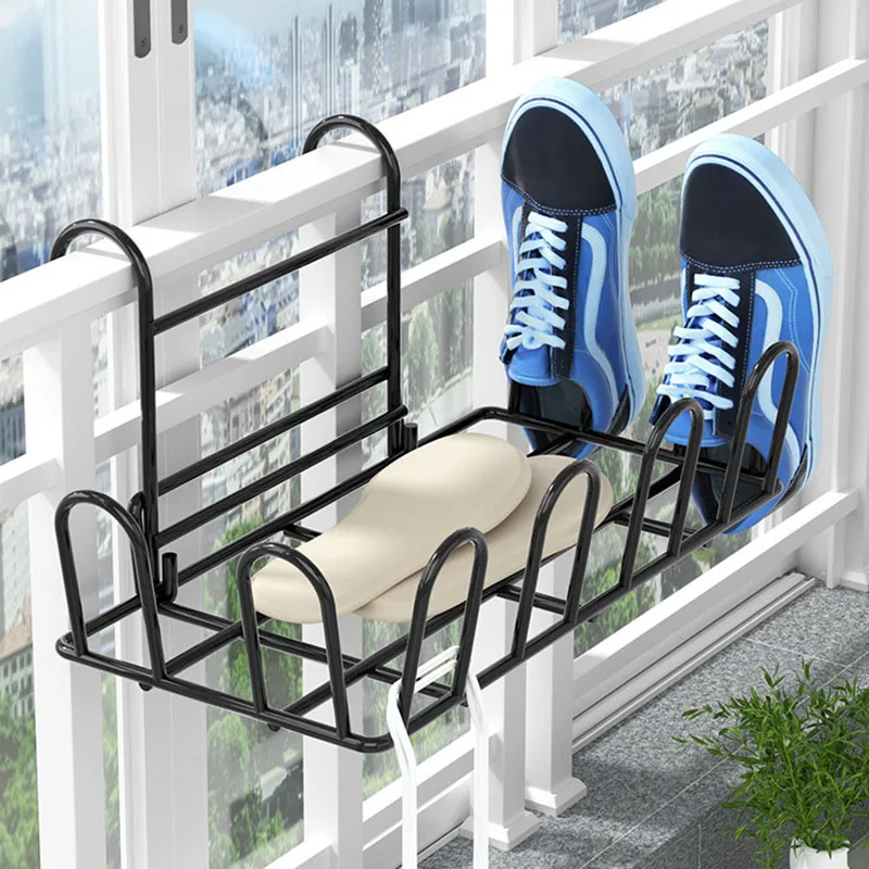 Balcony Stainless Steel Shoe Hanger Airing Shoes Rack Window