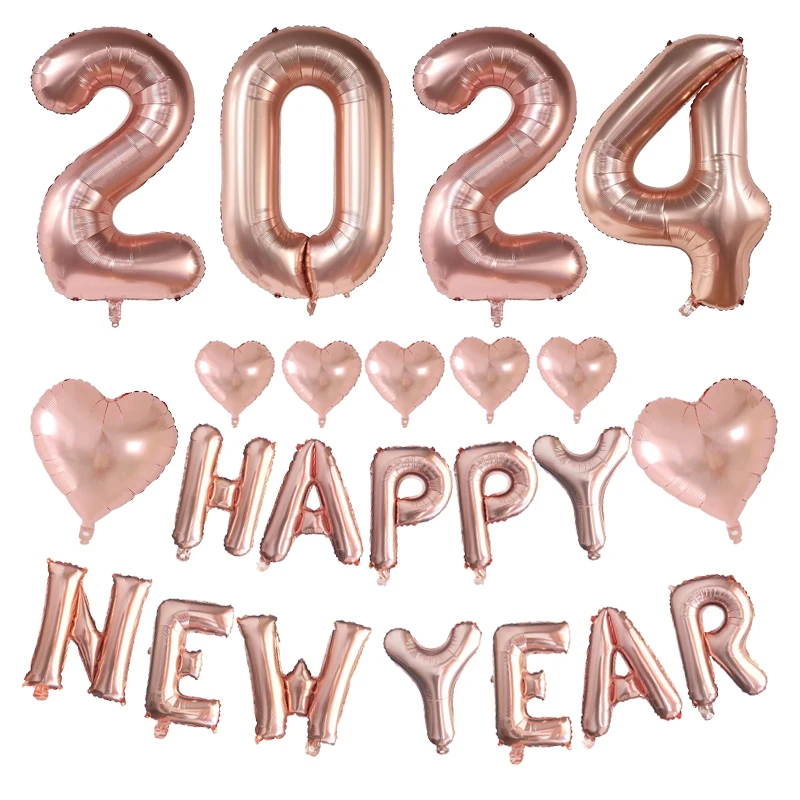 

2024 Happy New Year Foil Helium Balloon 40Inch Number Christmas Home Decoration New Year Party Gift Photo Props Supplies Globos