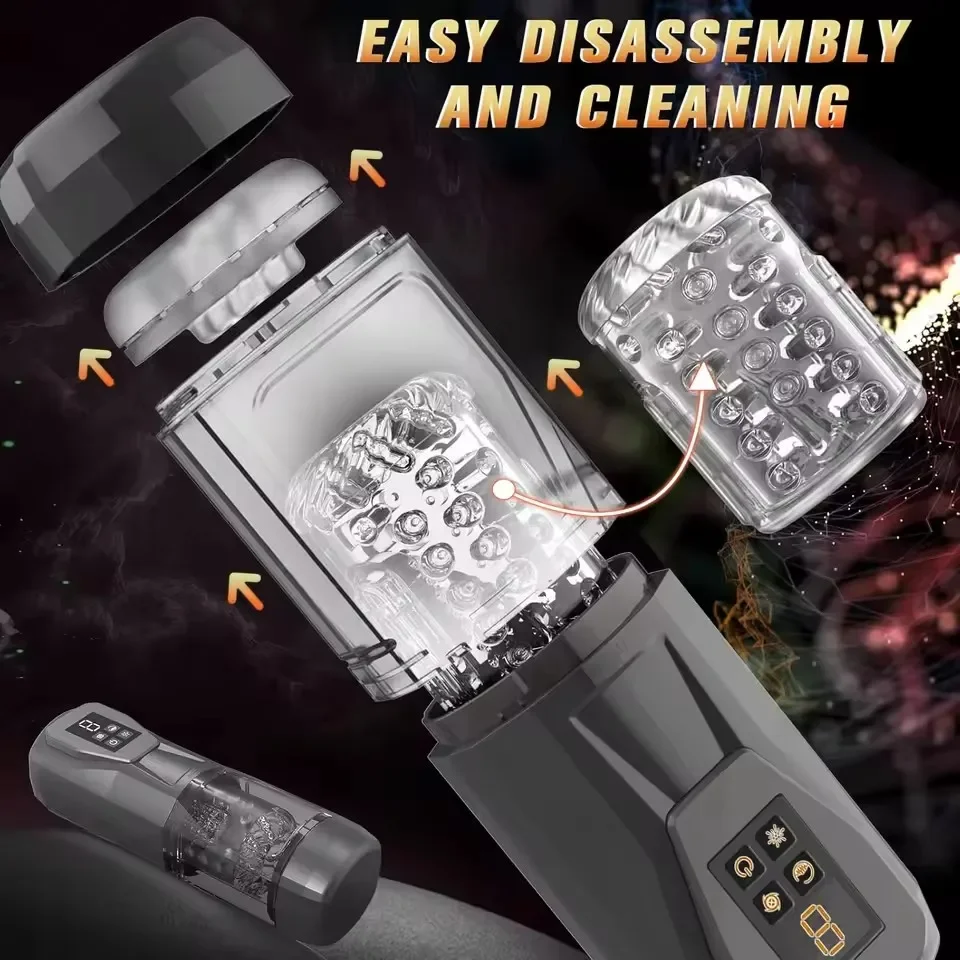 3 in 1 Automatic Male Masturbator with Vibrator and Rotating Thrusting Licking Men Penis Trainer Adult Sex Toys 3D Textured