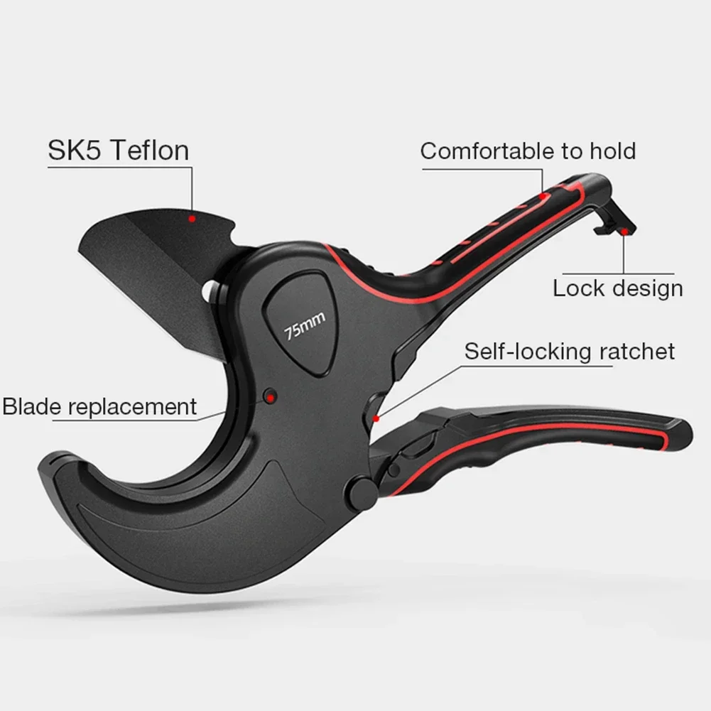 Pipe Cutter 32-75MM Pipe Cutting Scissors Ratchet Cutter Tube Hose Plastic Pipes PVC/PPR Plumbing Manual Cutters Hand Tools 5