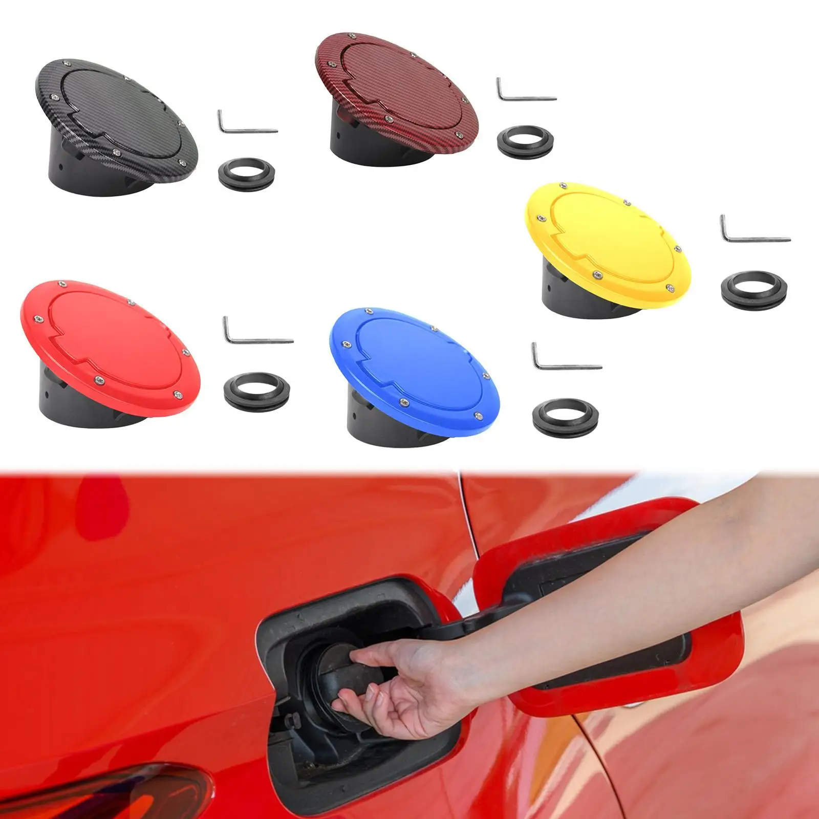 Gas Tank Cap Premium Fuel Filler Door Cover for Jeep Wrangler 2007-