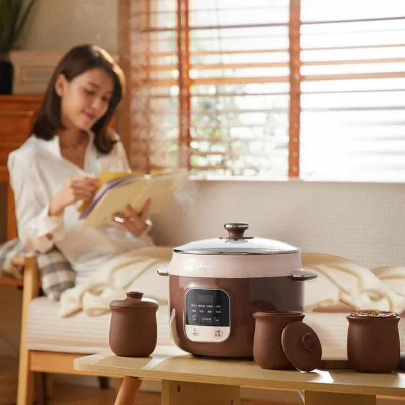 Bear 220V Slow Cooker Soup Pot A Cup of Four Gallons of Household Stew Electric Casserole Purple Casserole Pot Crock