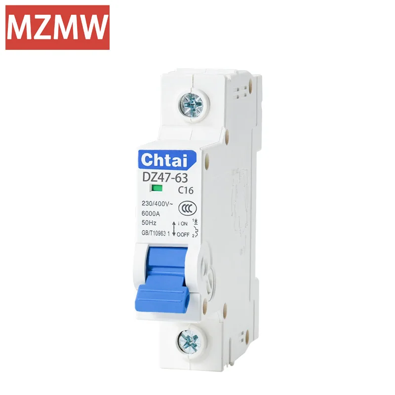 Circuit breaker C45 1P C Type AC mini circuit breaker MCB 6A 10A 16A 20A 25A 32A 40A 50A 63A Din rail mounting miniature household air switch