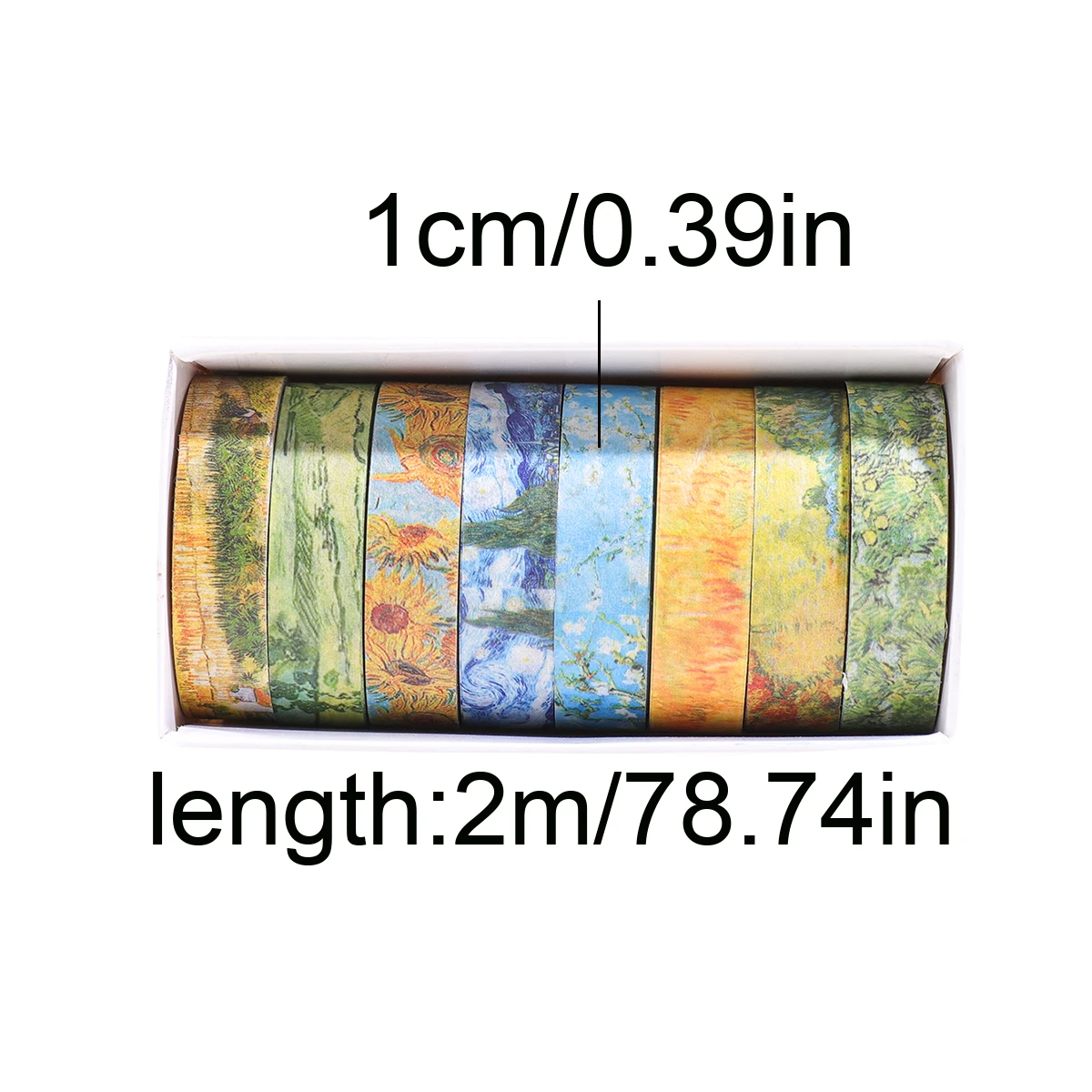 레트로 꽃무늬 유화 와시 테이프 8롤, 1cm 2m 아트 패턴 장식 테이프 (스크랩북킹, 저널링, DIY 공예 장)