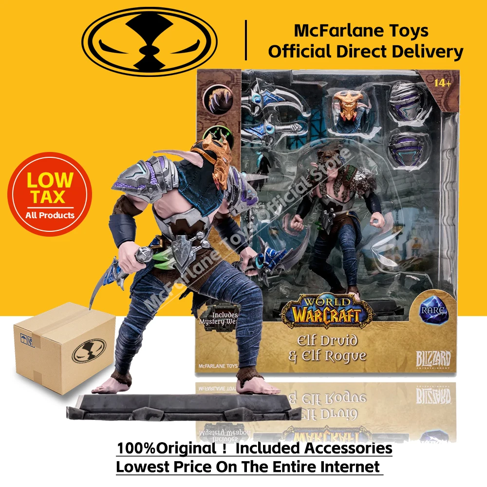 World Of Warcraft Elf Druid/Rogue 1:12 Scala Posata Figura Elf Druid Elf Rogue Mcfarlane Toys Statue