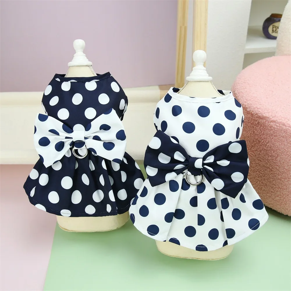 Lovely Dot Pattern Dog Dress for Female Pet Cat Puppy Princess Wedding Party Skirt