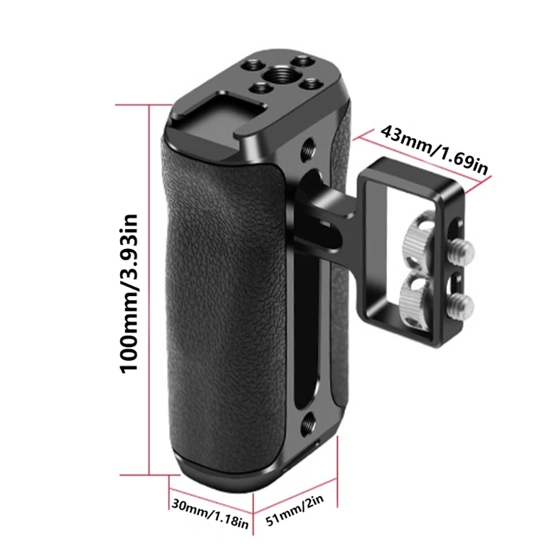 Aluminum Alloy Camera Handle Left Right Side Hand Grip With Integrated Cold Shoe For Lights Microphones Monitors