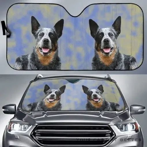 

Blue Australian Cattle Couple Dog Lover Car Sunshade, Gift Idea for Australian Cattle Dog Mom, Car Windshield Durable Auto Visor