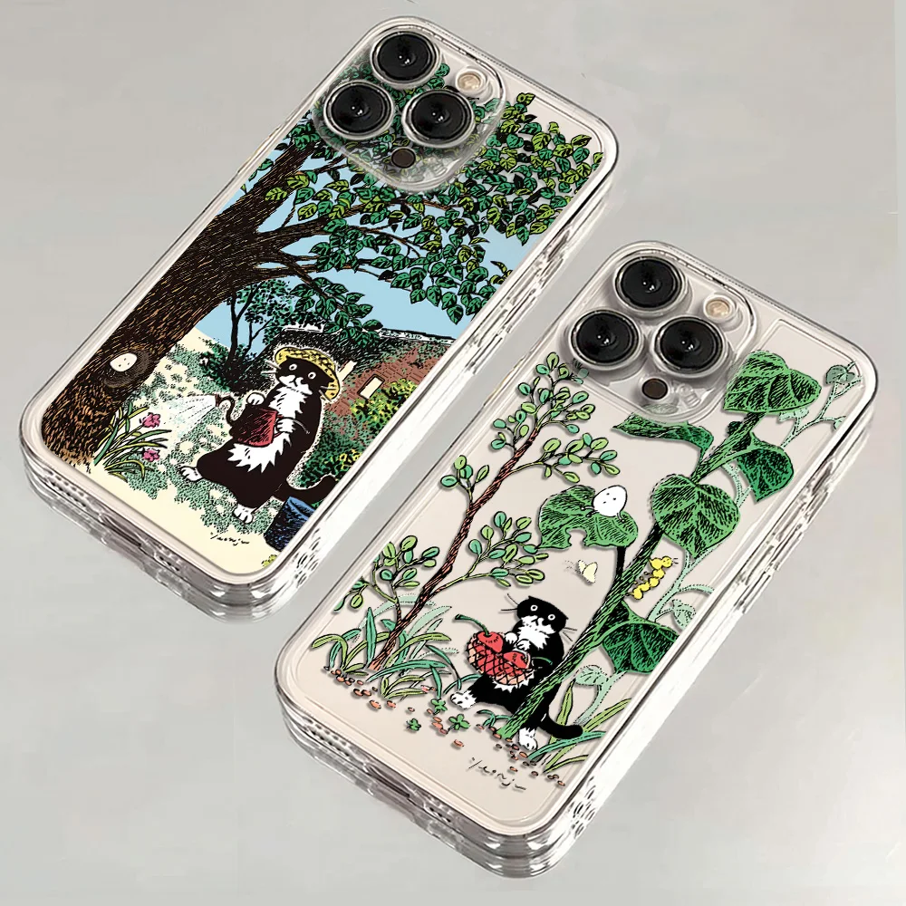 Charming Cartoon Black Cat Clear TPU Phone Case