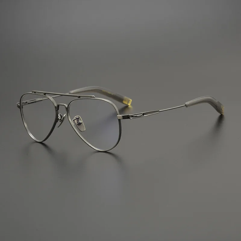 HDCRAFTER Vintage Pilot Pure Titanium Eyeglasses Frame Men Big Size Prescription Myopia Glasses Frame Male Sunglasses Frames