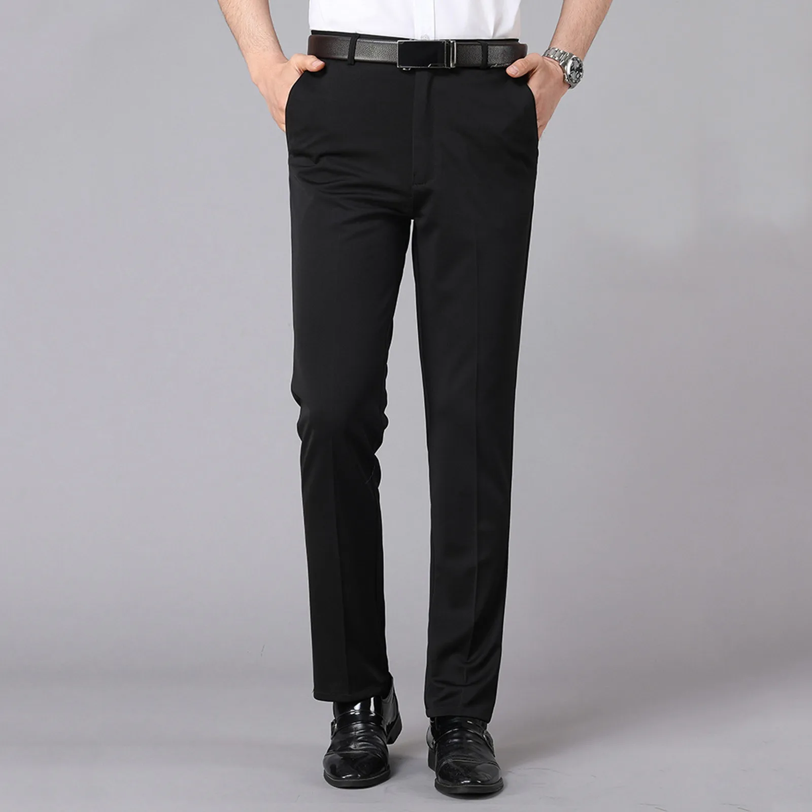 Men's spring and summer thin suit pants middle-aged casual pants high-waisted straight leg loose business casual men's pants