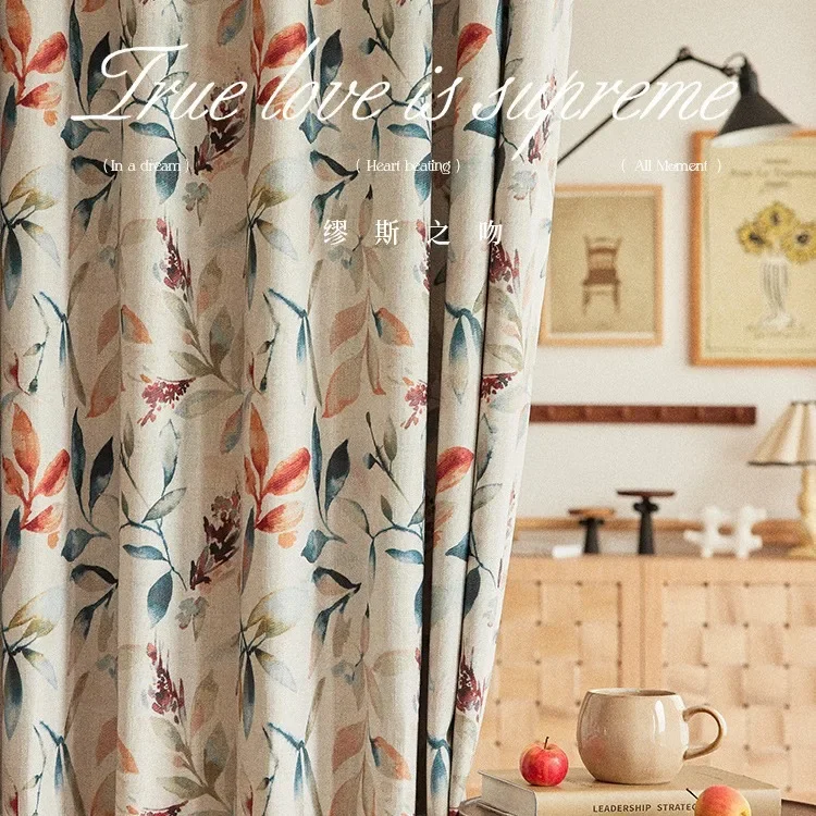 

American Retro Curtains for Living Room Country Pastoral New Bedroom Blackout Printing Noble High Blackout
