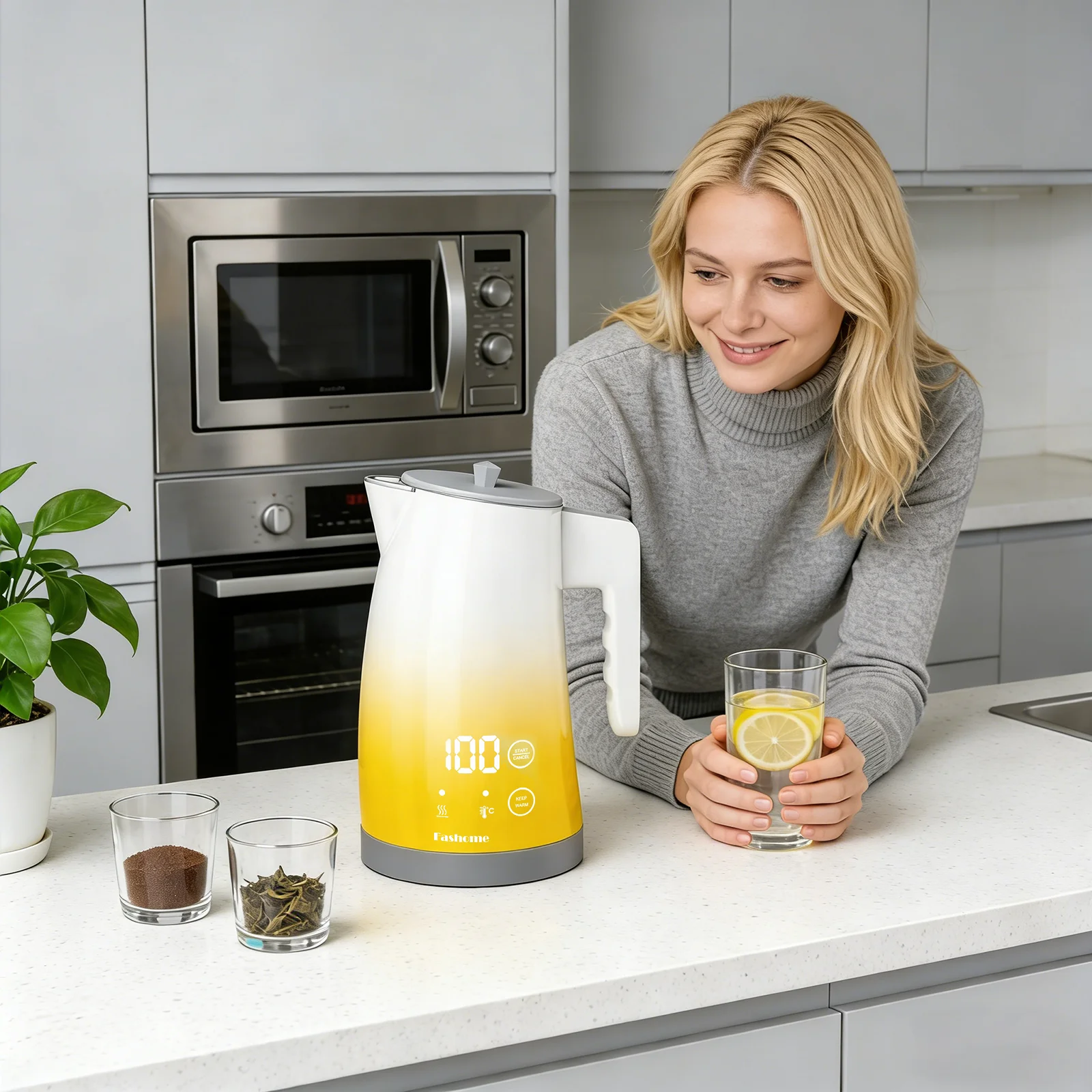 1200W Electric Kettle Temperature Control, Coffee Tea Electric Pot Water Kettle, 2 Hour Keep Warm, Automatic Power Off, Digital Display, 304 Stainless Steel Liner, 1.25L Capacity 2
