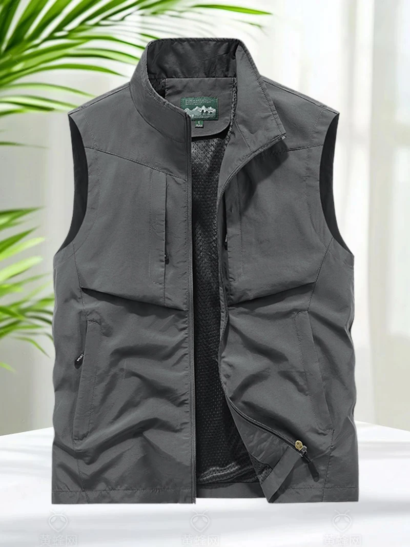 Plus Size 8XL Outdoor Vest Men Sleeveless Jacket Men Camping Hiking Coats with Mesh Lined Breathable Fishing Vest Jacket Pockets