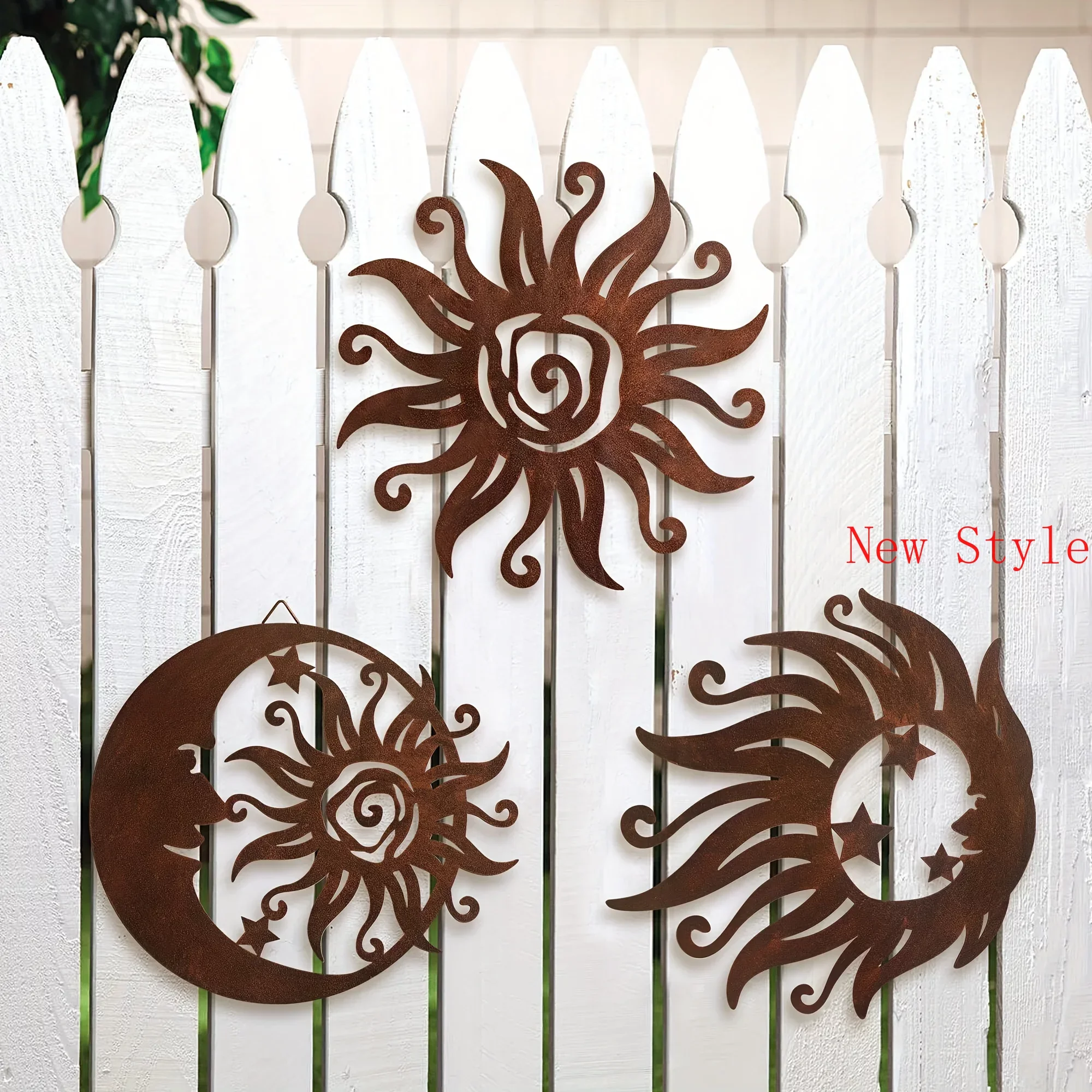 

Set/3pcs Sun Silhouette Wall Hanging decoration Wrought Iron Sun Wall Sculpture Wall Art Hanging Living Room Bedroom decor Home