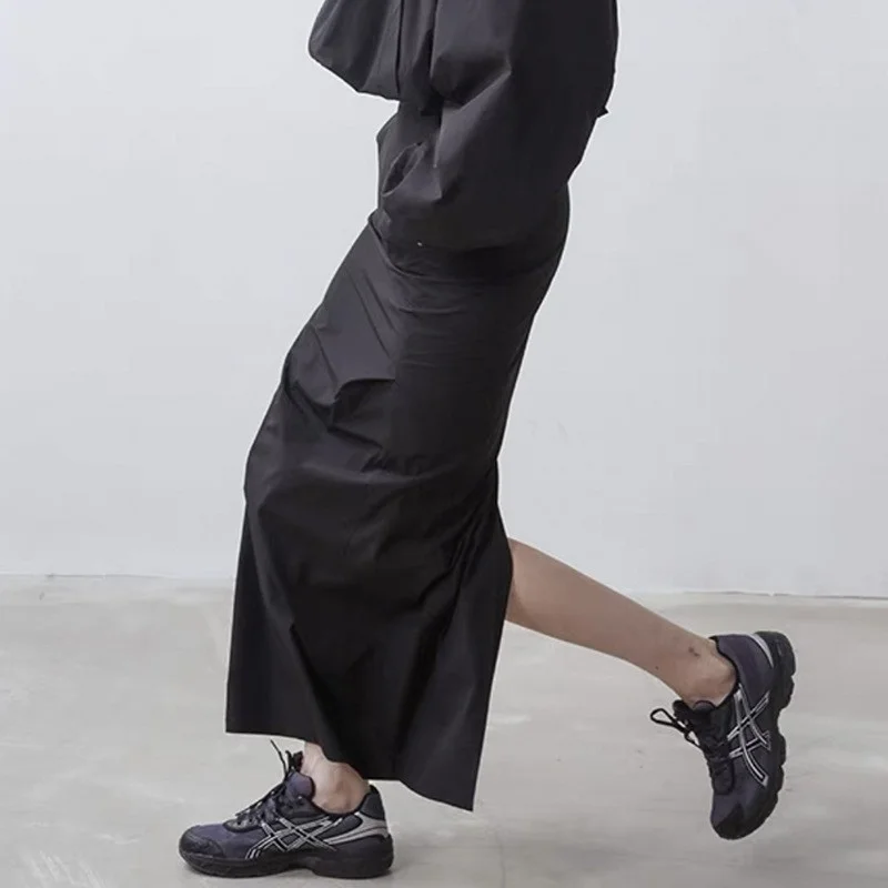 sport-long-skirt-female-2023-summer-new-style-body-shape-slit-light-black-skirt