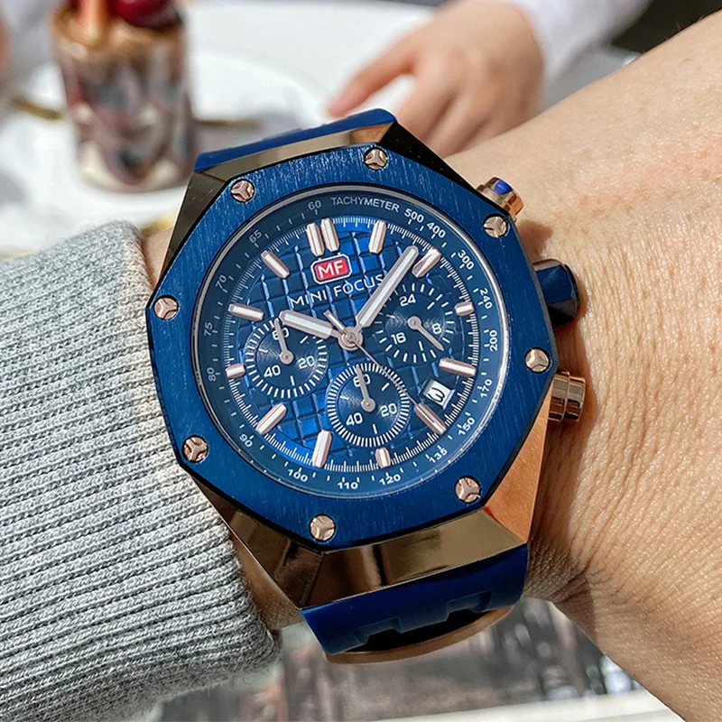 

MINI FOCUS Fashion Men's Watches Top Brand Luxury Quartz Waterproof Sports Clock Wristwatch Silicone Strap Relogio Masculin