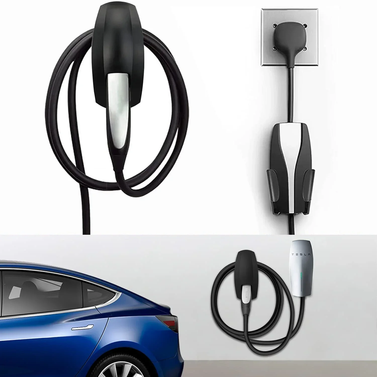 Car Charging Cable Organizer Charger Holder for Tesla Model 3 Y S X 2021 2022 EU/US Wall Mount Connector Bracket Accessories car charging cable holder for tesla model 3 x s y adapter organizer wall mount charger cable chassis holder