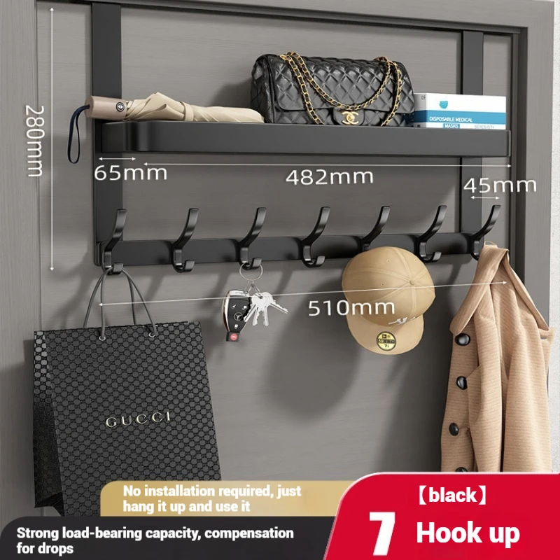 No Drill Strong Adhesive Over Door Hooks Wall Mounted Coat Rack Organizer Multi-Purpose Storage Shelf For Clothes Bags Hats storage hook door hook