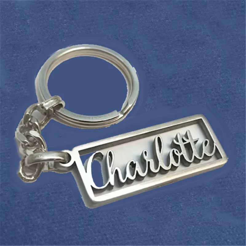 Customied Personalized Name Keychain Men Women Stainless Steel Name Keychains Customized Letter Logo Key Chain Jewelry Gift