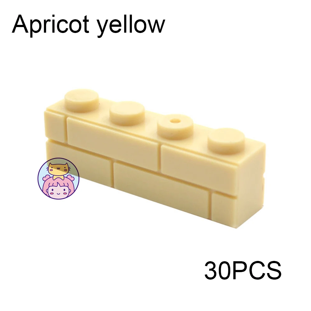 Building Blocks Toys 30pcs Wall Striped Bricks MOC 1x4 Palace Castle Creative Figures Military House Wall Transparency Parts