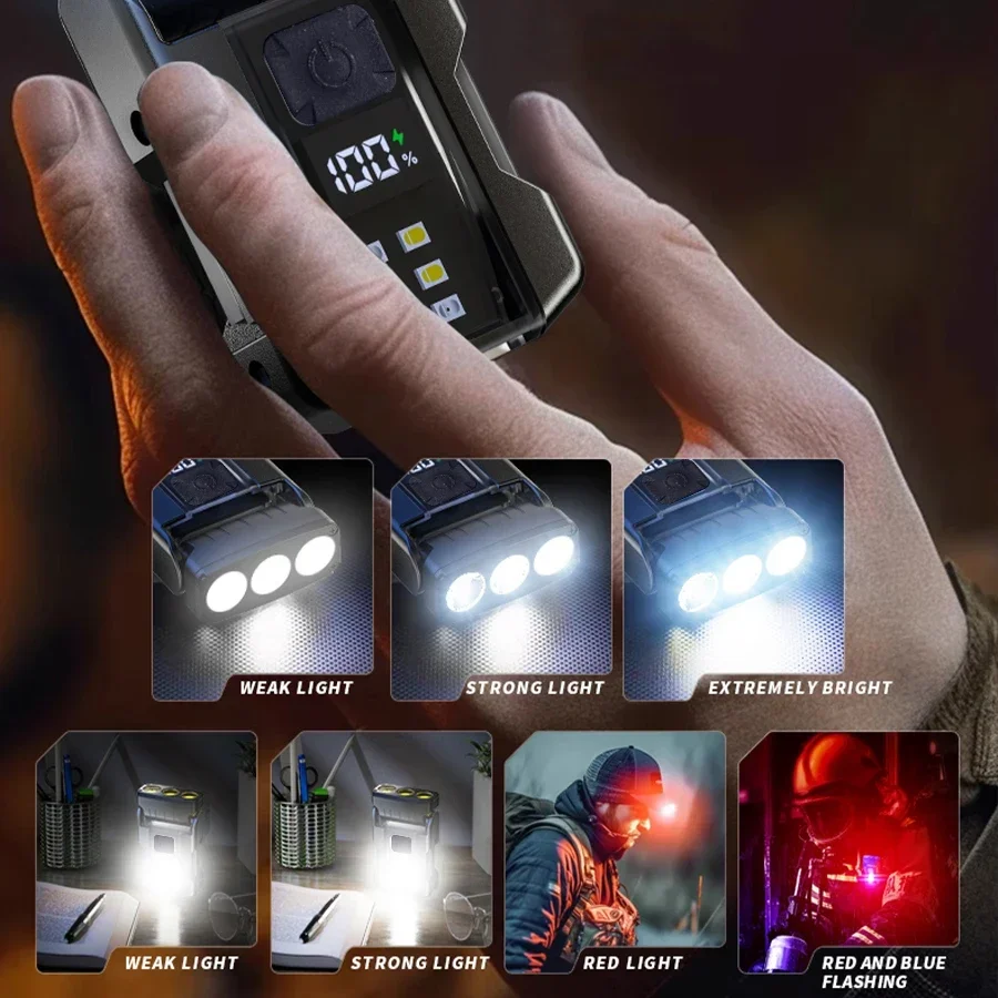 مصباح يدوي LED محمول، بطارية مدمجة من النوع C، ضوء...
