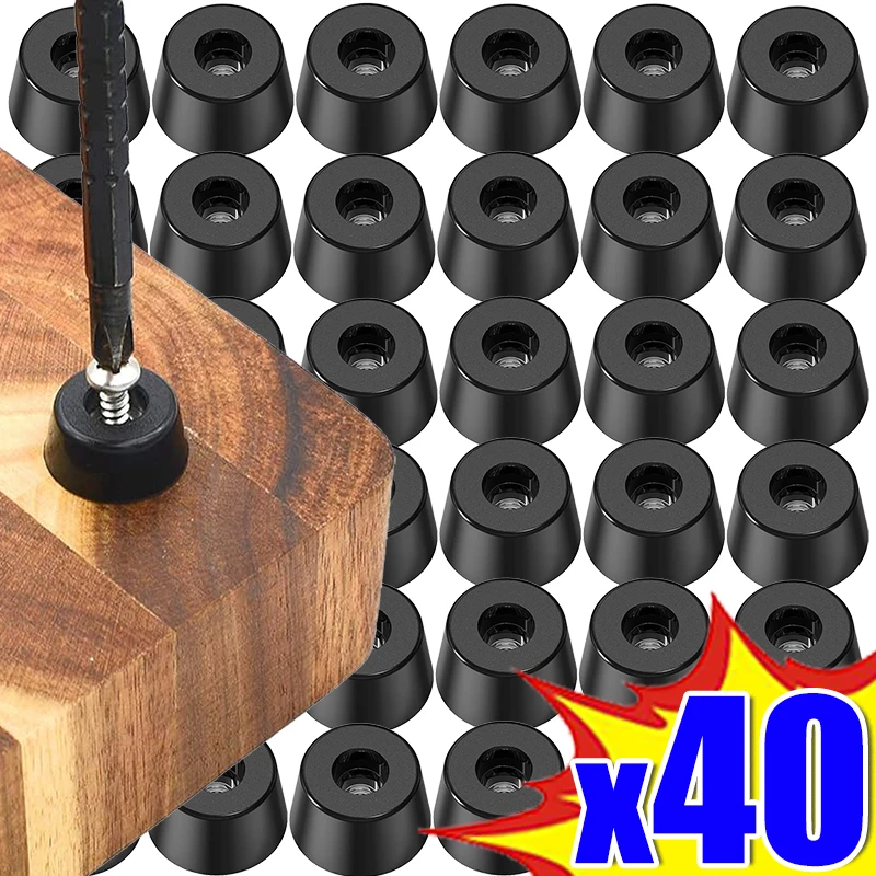 8/40 יחידות מגני רצפה מגומי לשולחן כיסא רהיטים מכסה רגל רמקול ארון תחתון טיפים שחורים סופגניות לא מחליקות