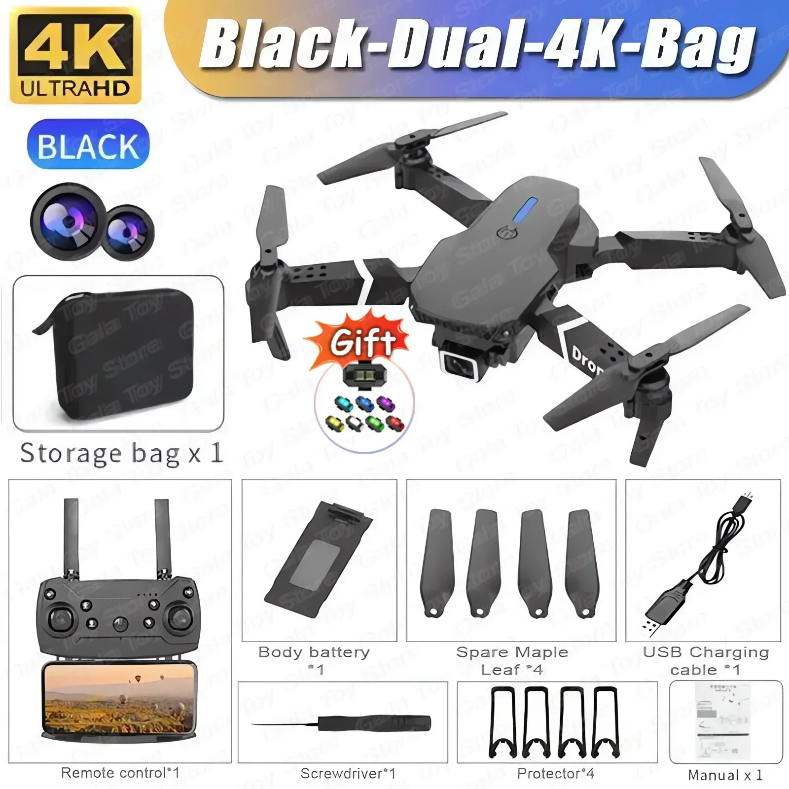 ตัวเลือกสินค้า โดรน RC กล้อง 4K พับได้ บิน FPV คมชัด 4 ชั่วโมง
