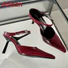 Wine Red Female Slip On Footwear Stiletto Heels Shoes For Women Pointed Toe Fashion Metal Buckle Ladies High Heels Pumps Shoes 1