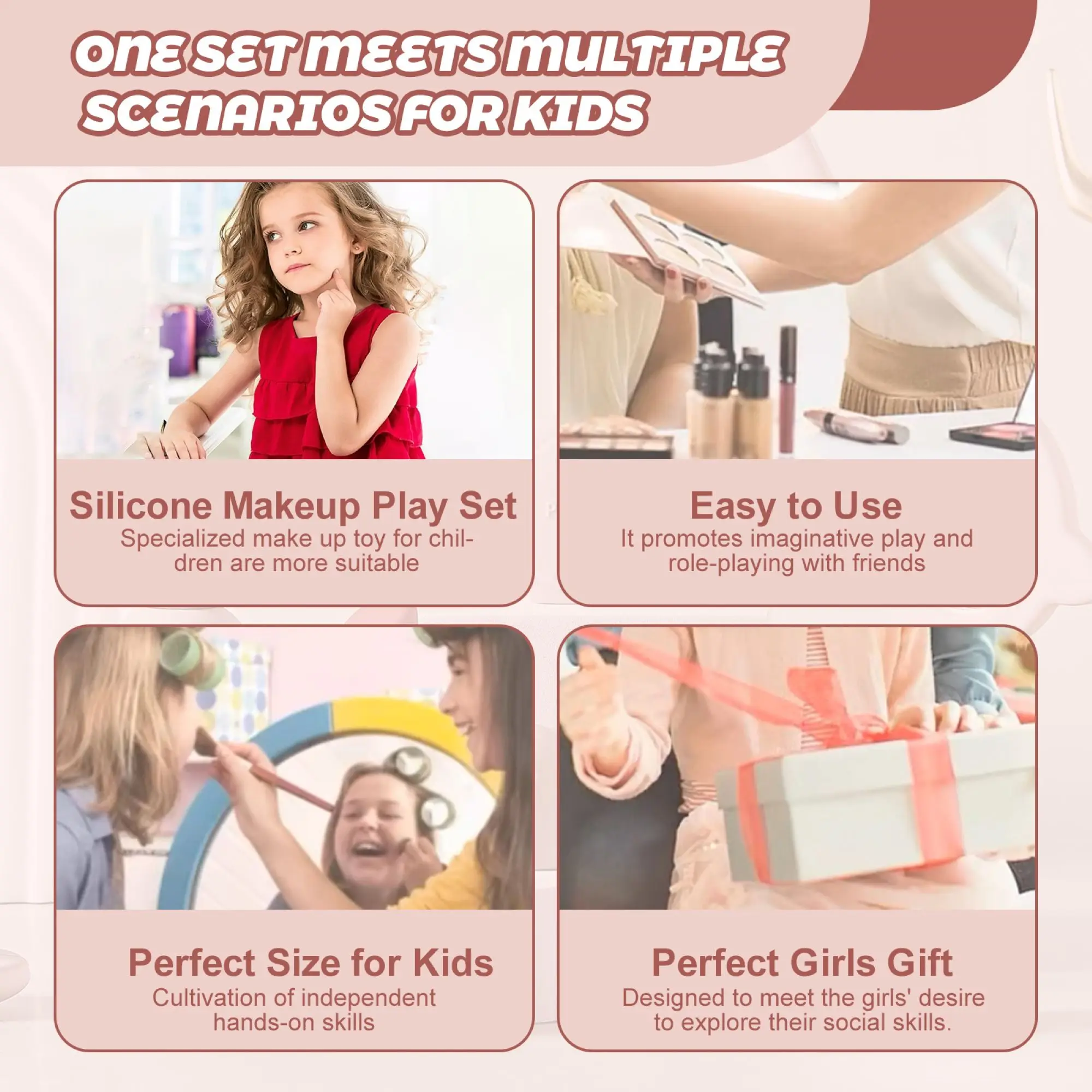 Baby Silicone Makeup Set Pretend Play Toys Simulation Cosmetic Toy Silicone Makeup Kit for Girls