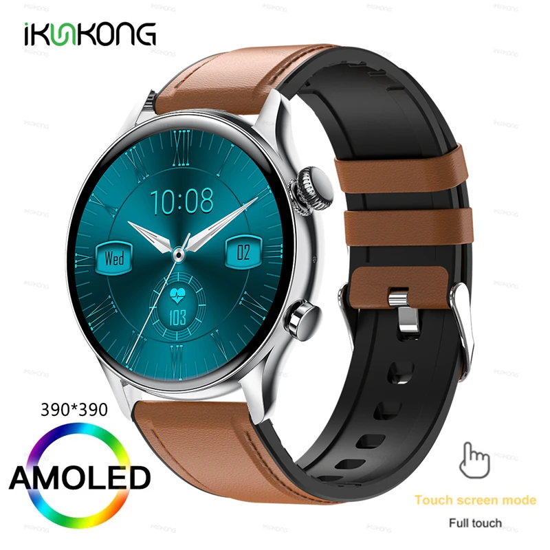2022 New AMOLED Smartwatch Mens 1.36 inch Screen Support Always On Display Watches Waterproof Sports Fitness Tracker Smartwatch 