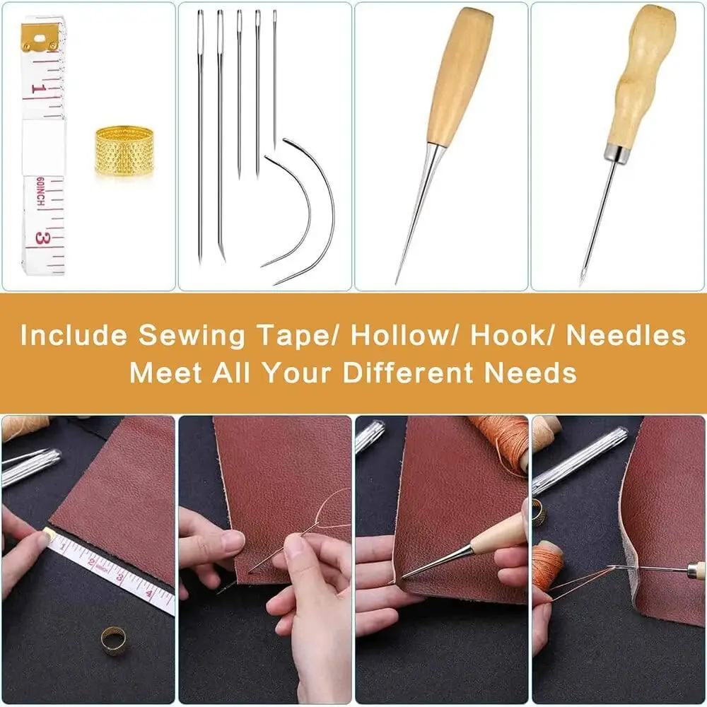 Leather Sewing Kit with Needles Sewing Awl Waxed Thread Tools for hand DIY Craft