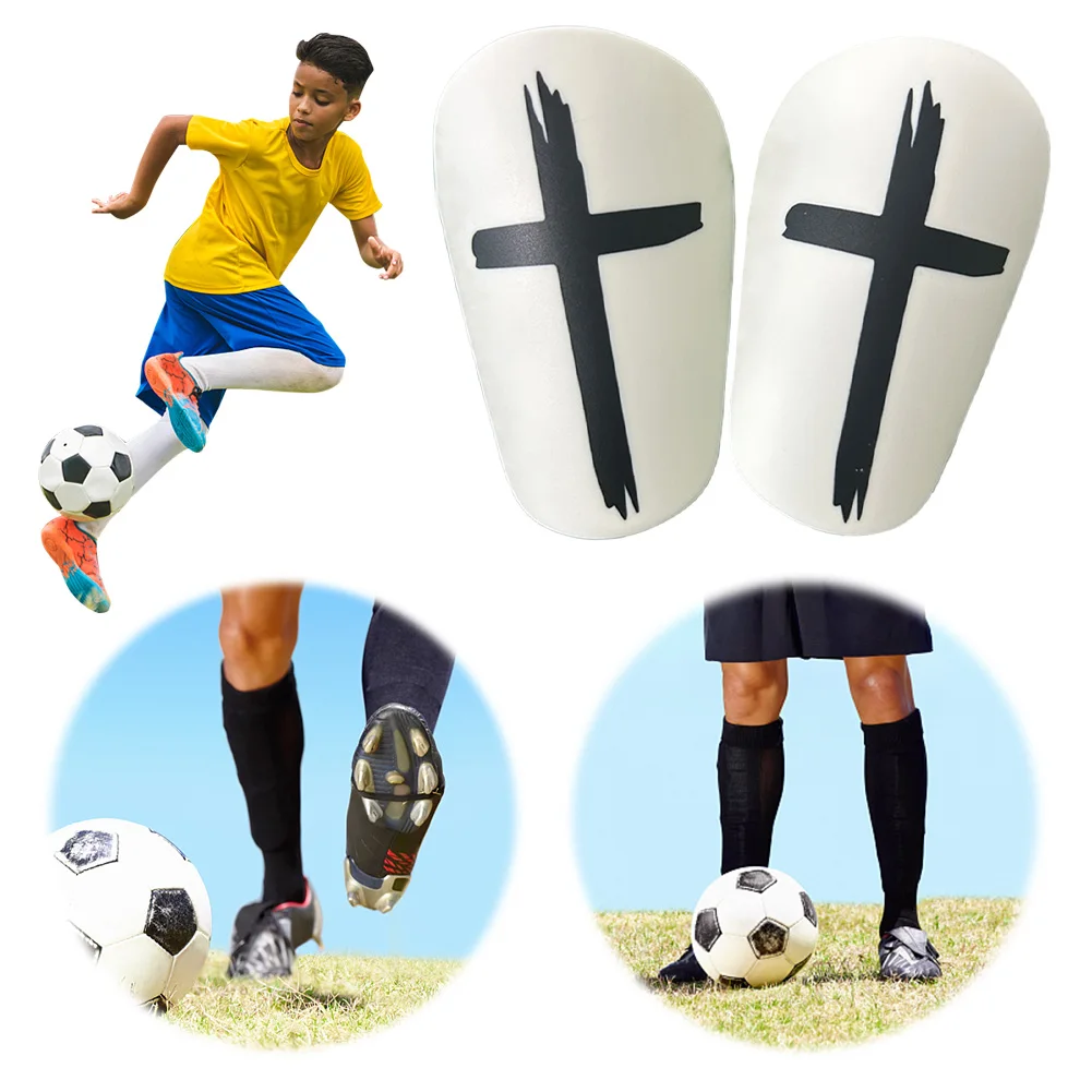 1 Pair Shin Pads EVA Cross Soccer Miniature Shin Guard Shock Absorbing Football Pads Lightweight for Kids Youth and Adults