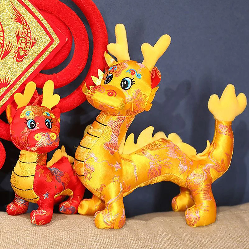 

2024 New Years Decor Soft Stuffed Anime Animal Dinosaur Doll New Cartoon Zodiac Dragon Year Mascot Chinese Dragon Plush Toys