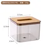 Plastic Tissue Box Wooden Lid Round/Square Napkin Holder Container Wet Tissue Paper Dispenser Case Modern Home Car Organizer 6