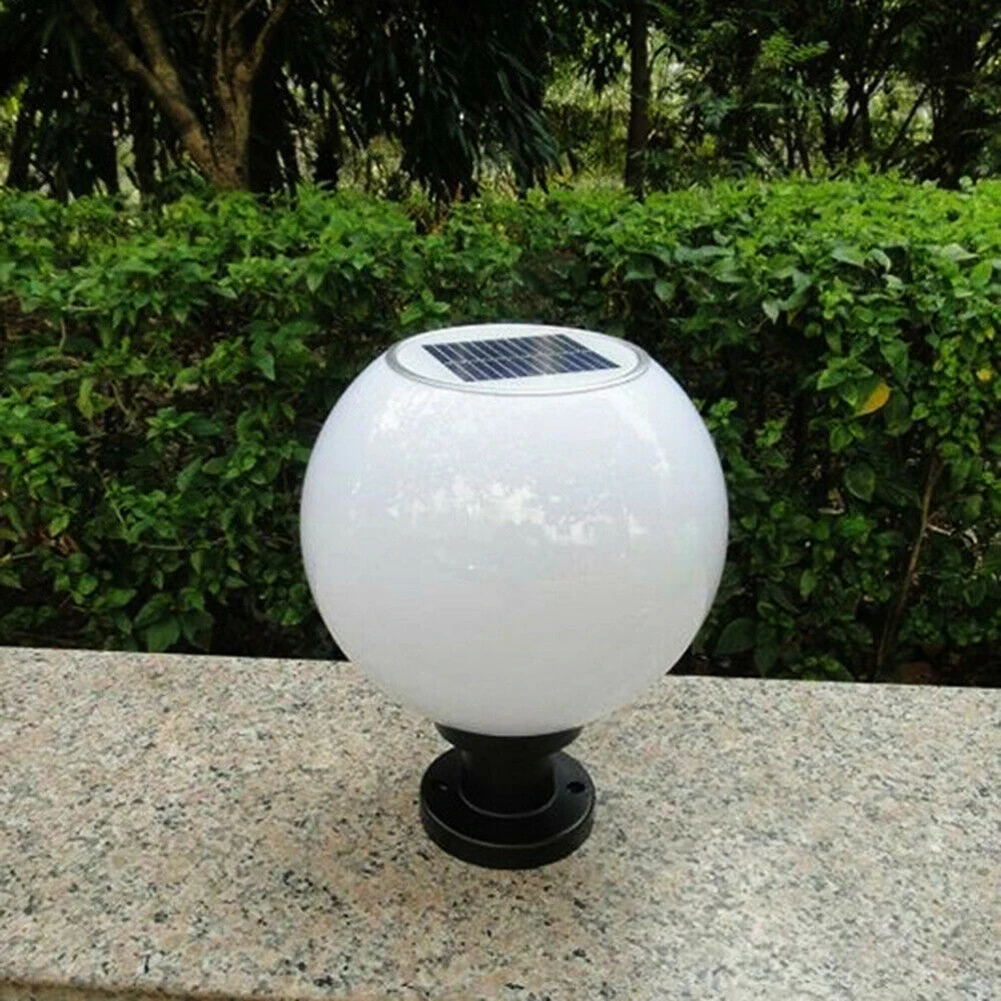 LED 아크릴 원형 공 조명, 태양광 발전, 야외 통로 벽 기둥 램프, 20cm