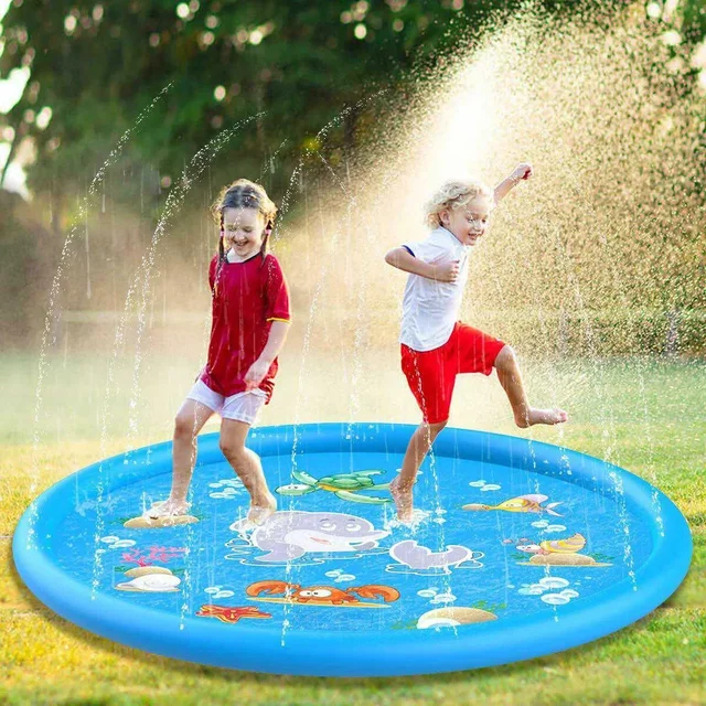 Tapis d'arrosage gonflable pour enfants, 100/170cm, tapis de pulvérisation de plage, jouet de jeu en plein air, tapis de piscine pour pelouse, jouets pour enfants 1