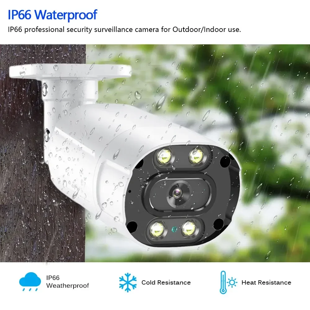 POE Waterproof 8MP 10CH 4K POE Surveillance IP Color Night Vision Camera System Home Security 8CH POE NVR Video H.265 CCTV Kits