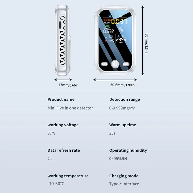 Portable Air Quality Monitor Carbon Dioxide Detector 6