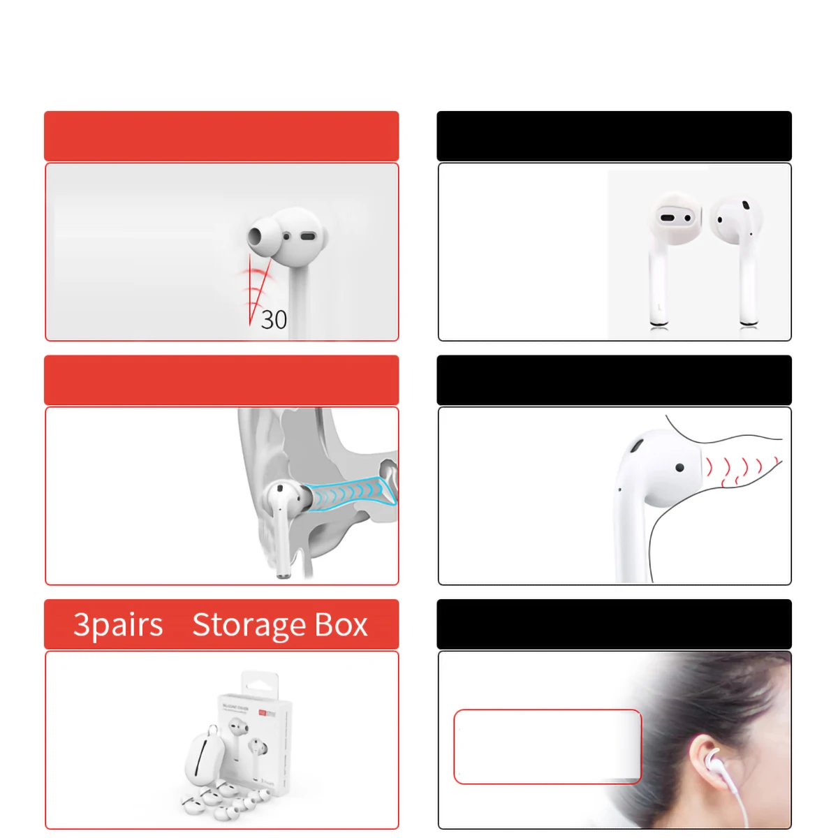 Anti-drop Silicone Ear Tips for JBL T225TWS Earbuds Eartips for FreeBuds 3 4 4E TWS Sports Tips for Apple Airpods 1/2