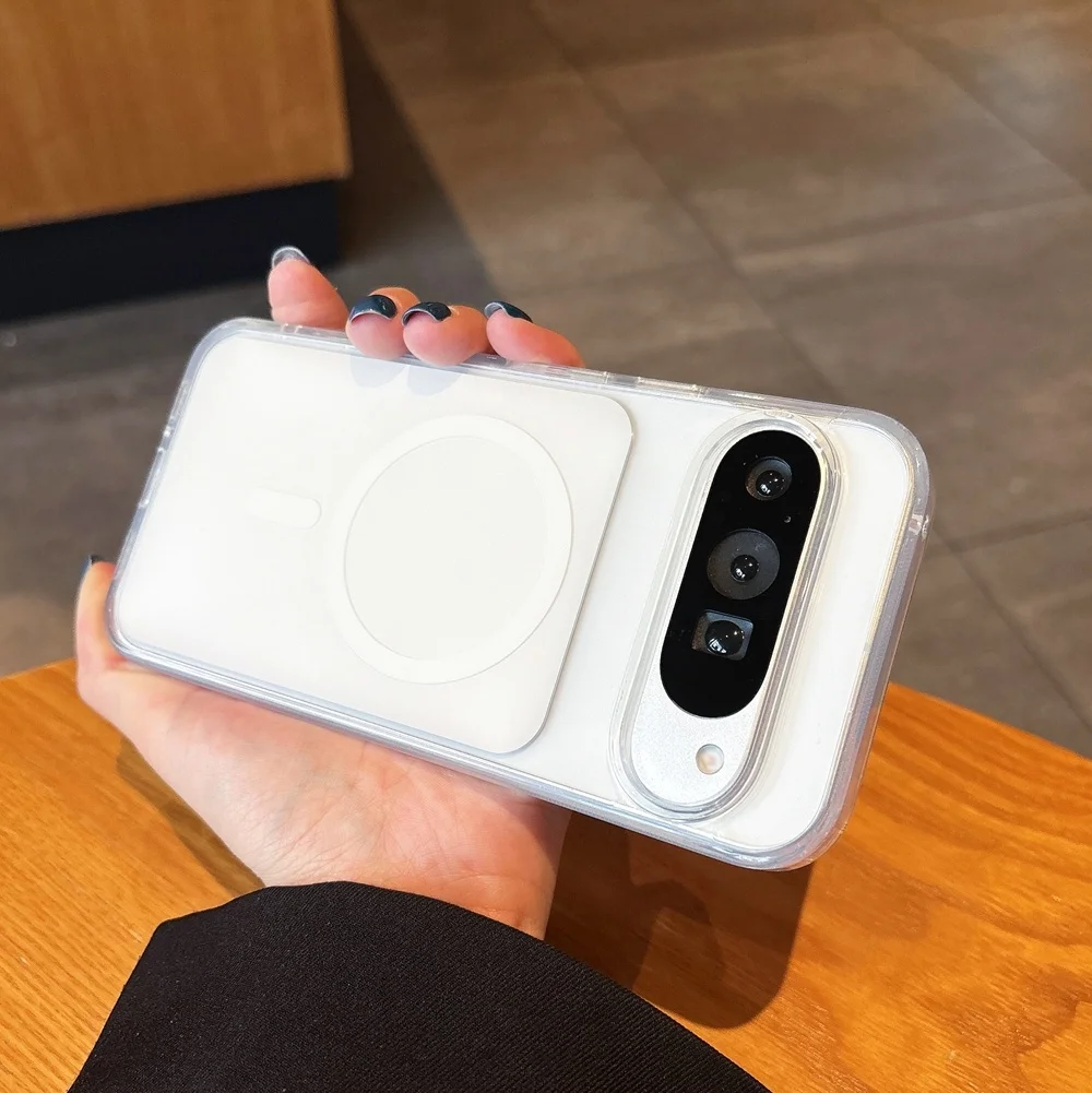 Crystal Clear Magnetic Case with Shockproof Hard Bumper & Magsafe Wireless Charging Compatibility