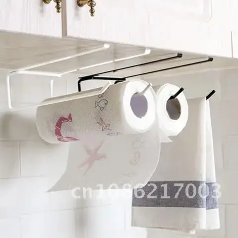 

Closet Kitchen Mug Cup Paper Towel Tissue Roll Rack Bathroom Toilet Paper Iron Holder SupportNo Drilling