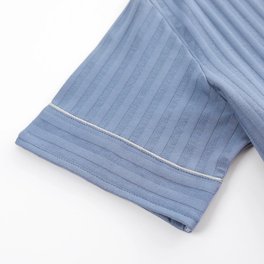 5XL Big Size Pajamas Men's Sets 3pcs Casual Modal Striped Short Sleeve Sleepwear+Summer Elastic Shorts+Long Pajama Man Pants