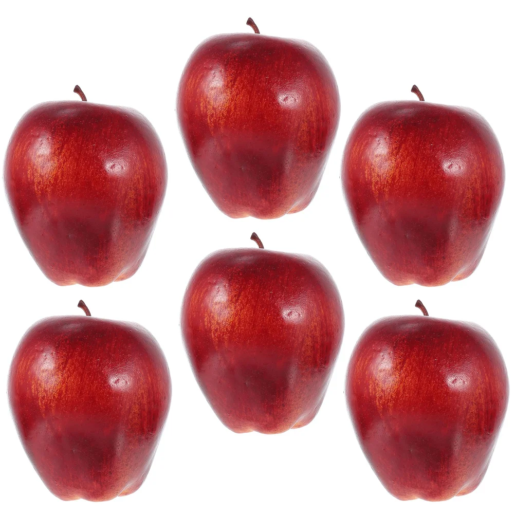 6 Pcs Fake Apples Ornament Faux Simulation Red Snake Fruit Model Artificial artificial fruits and vegetables