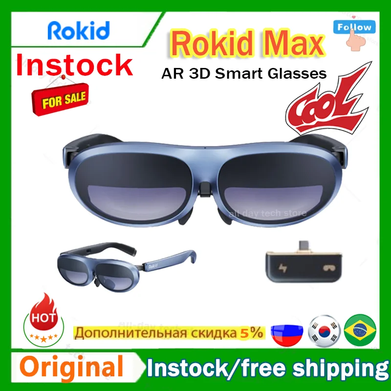 Rokid Max Ar 3d Smart Glasses Micro Oled 215”max Screen 50° Fov Viewing
