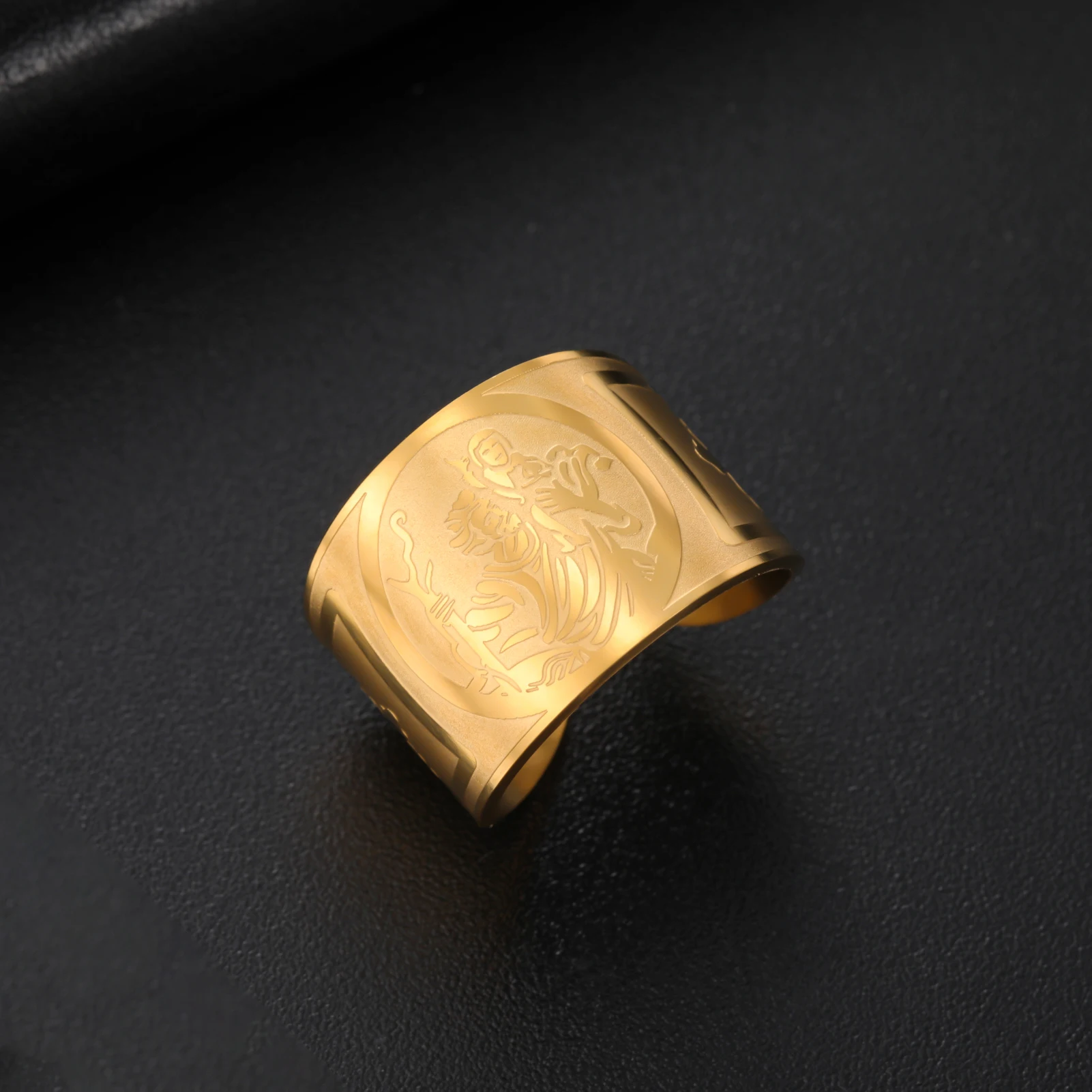 COOLTIME Saint Christopher Katholizismus Ring Reiseschutz Edelstahl Verstellbarer Ring Katholisches religiöses Geschenk – Detail 2